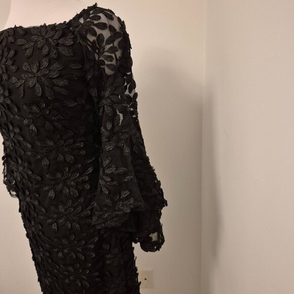 Lauren Flower Applique Witchy Cocktail Dress with Bell Sleeves - Picture 5 of 11